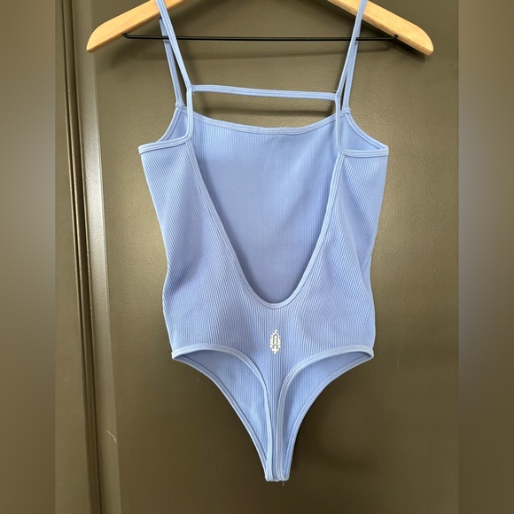 FP Movement Free Throw Electric Cornflower Blue Ribbed Strappy Thong Bodysuit S - Picture 4 of 5